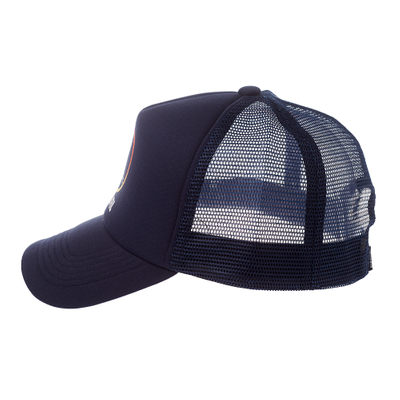 Dark Blue Purple on The Side Print Logo Cap Hats Vintage Foam Mesh Trucker Hat