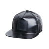 Design Your Own Black Leather Flat Peak Cap Mens PU Leather Baseball Hat